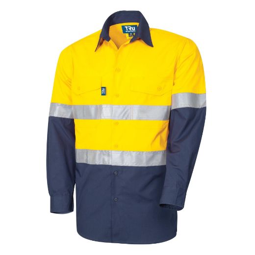 Picture of TRu Workwear Ripstop Vented L/S Hi-Vis Cotton With Reflective Tape